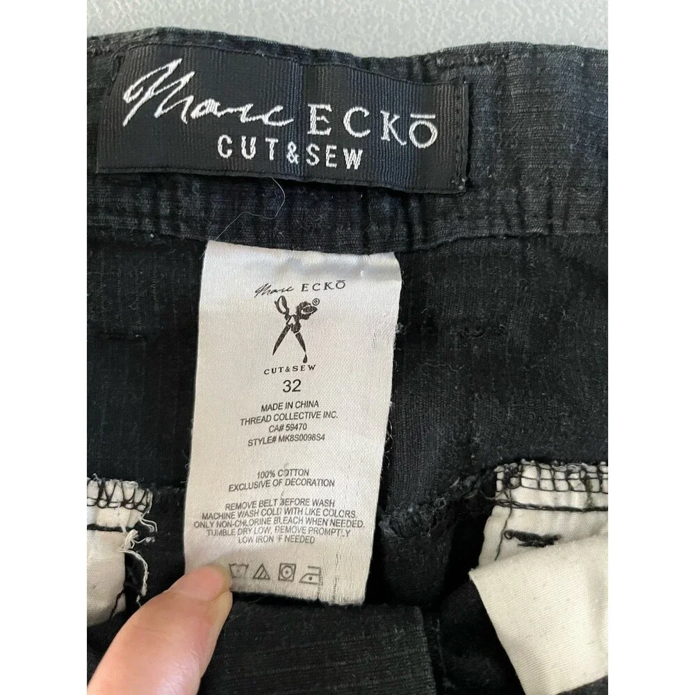 Marc Echo Cut & See Mens Cargo Shorts Sz 32 Black Cotton Casual Utility Y2K